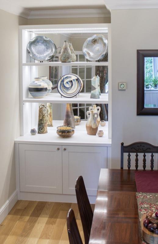 Alcove cupboards with mirror display shelves Built in Solutions