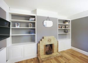 Built in Alcove cupboards with contrasting backing