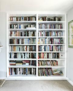 Built in bookcases in white