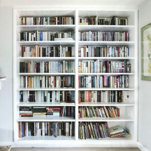 Built in bookcases in white