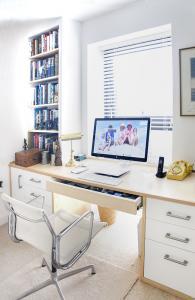 Fitted home office desk in Ash wood
