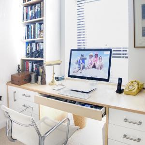 Fitted home office desk in Ash wood