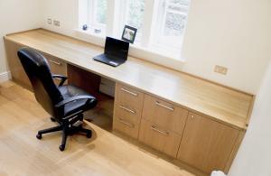 Home office desk in Solid Oak with cabinets and drawers