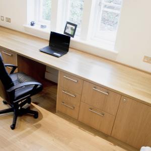 Home office desk in Solid Oak with cabinets and drawers