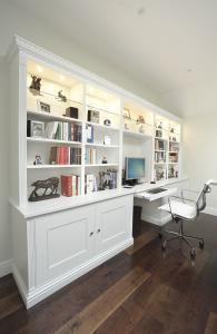 Home office desk in display cabinets