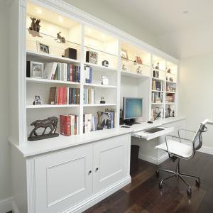 Home office desk in display cabinets