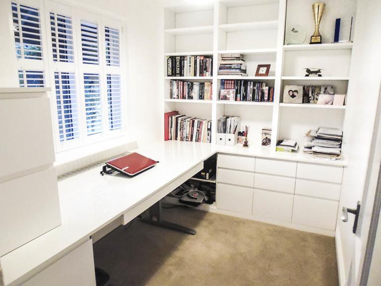 Modern Fitted home office in white Built in Solutions