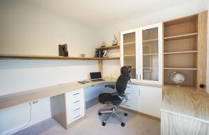 Modern fitted home office in Oak & White