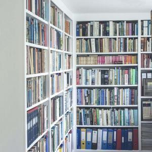 built in corner bookcases in white