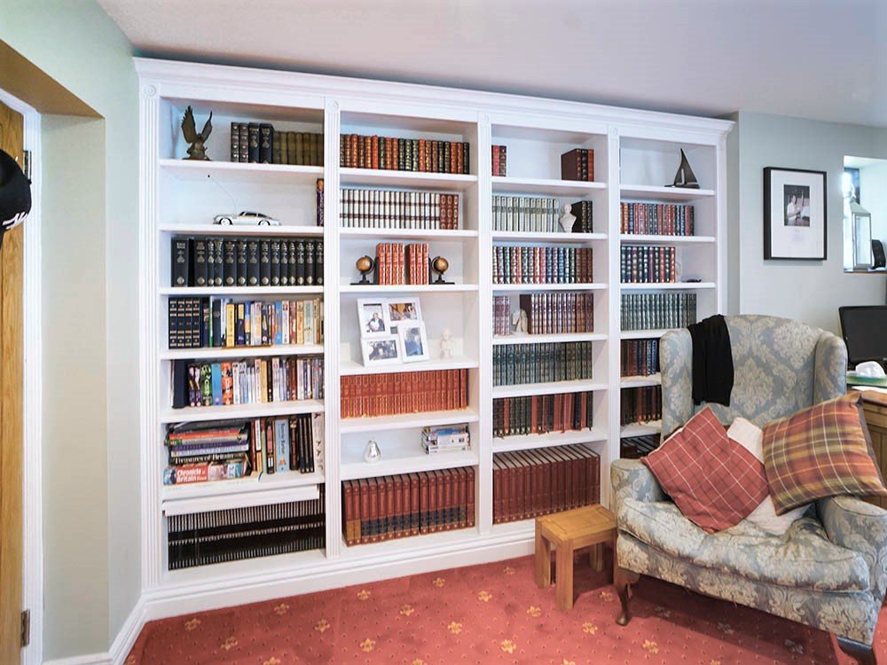 Built In Bookcases Fitted, Floor To Ceiling Shelves With Doors