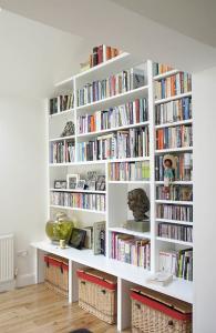 custom made floor to ceiling bookcase in a contemporary style