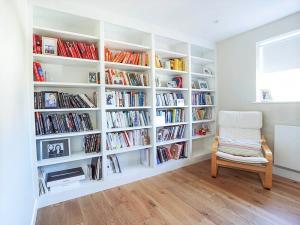 modern bookcases in white for reading room