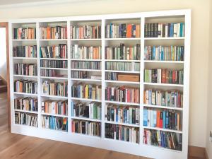 Home library shelving in white