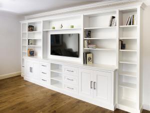 built in TV unit with drawers and shelves