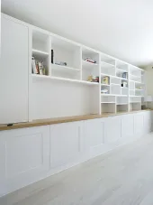 Large built in cabinets in living room