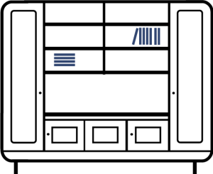 2.0m-to-3.0m--3-cupboards---2-column-bookcase----tall-outer-cupboards---Large-open-dispay-area