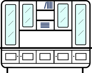 3-column-bookcase----upper-glazed display-cupboards--large-display-area