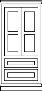 Two equal panel door with twin drawer