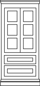 Three equal panel door style with twin drawer