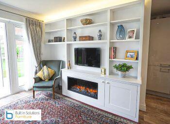 TV media Wall Unit with built in electric fire.