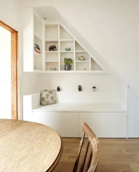 Understairs alcove with Fitted alcove cabients