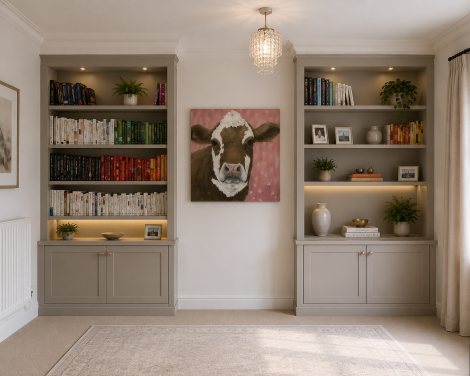 Pair of Alcove cupboards in Grey
