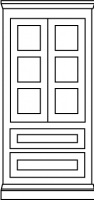 Three equal panel door style with twin drawer