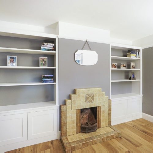 Built in Alcove cupboards with contrasting backing