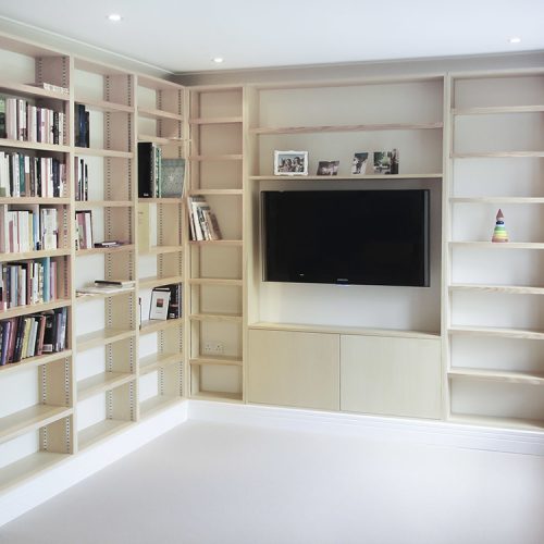 Built in TV unit with bookcases in Ash