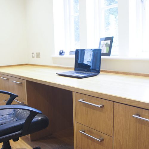 Built in solid oak home office desk