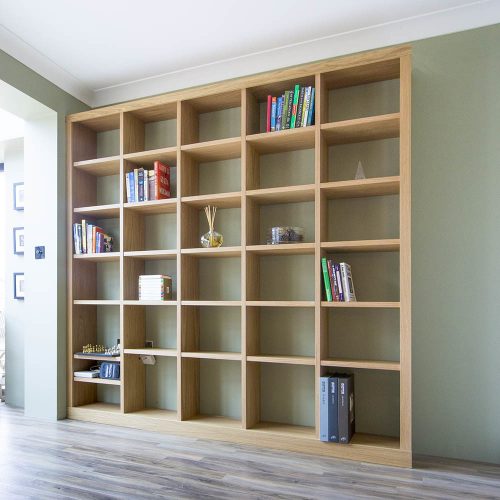Contemporary fitted bookcase in Oak