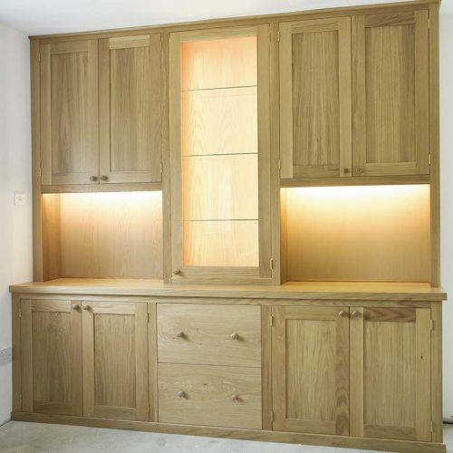 Fitted cabinets in Oak and ASh bespoke made to measure
