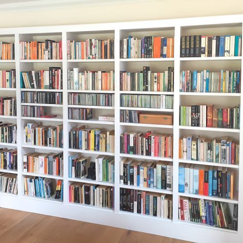 Home library shelving in white
