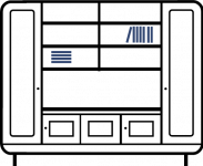 2.0m-to-3.0m--3-cupboards---2-column-bookcase----tall-outer-cupboards---Large-open-dispay-area