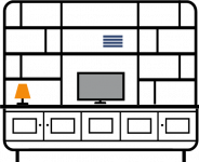 3-column-bookcase-with-display-area-for-tv-asymmetrical-shelving