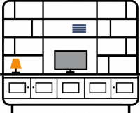 3-column-bookcase-with-display-area-for-tv-asymmetrical-shelving