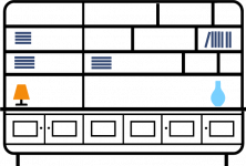 +3.0m--6-door---1-column-bookcase-shelving,-horizintal-asymmeterical-shelving