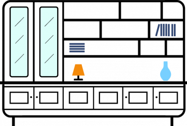 +3.0m--6-door---1-double-column-glazed-display-case-with-asymmetrical-Horizontal-bookcase-shelves