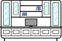 Long and short Upper glazed display cupboards - wide shelves