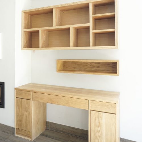 Modern Oak deck and contemporary wall shelving