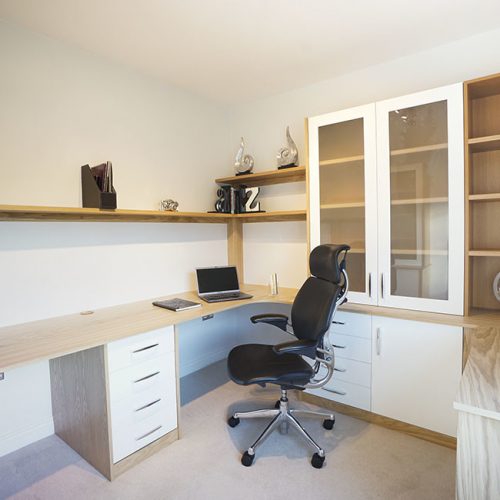 Modern fitted home office in Oak & White