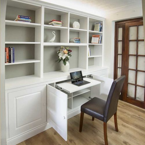 bespoke cabinets and bookcases with pull out desk home office