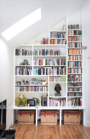 custom made floor to ceiling bookcase in a contemporary style 2