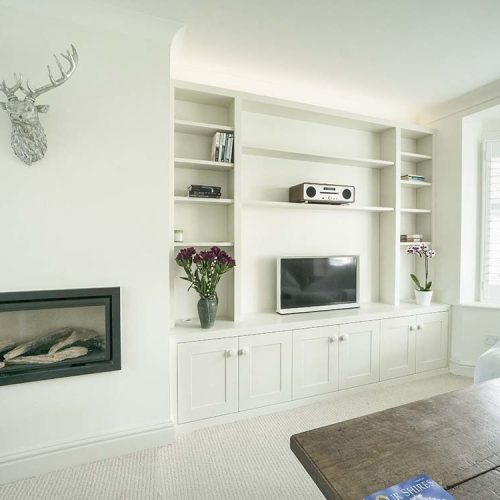 designer built in cupboards fitted into an alcove