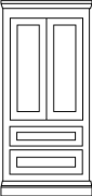 Two equal panel doors with twin drawers below